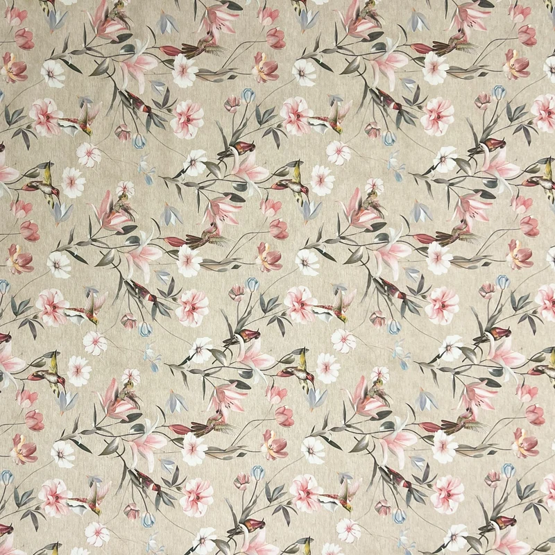 Jacquard Tischdecke aus beschichteter Baumwolle mit Fleckenschutz ANNA LINUM LIFE Colibri Blüten eckig rund oval