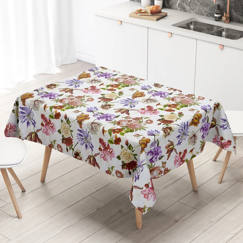 Wachstuch Tischdecke 160 cm Breite Übergröße geprägt B5031-01 Sommer Blüten eckig rund oval