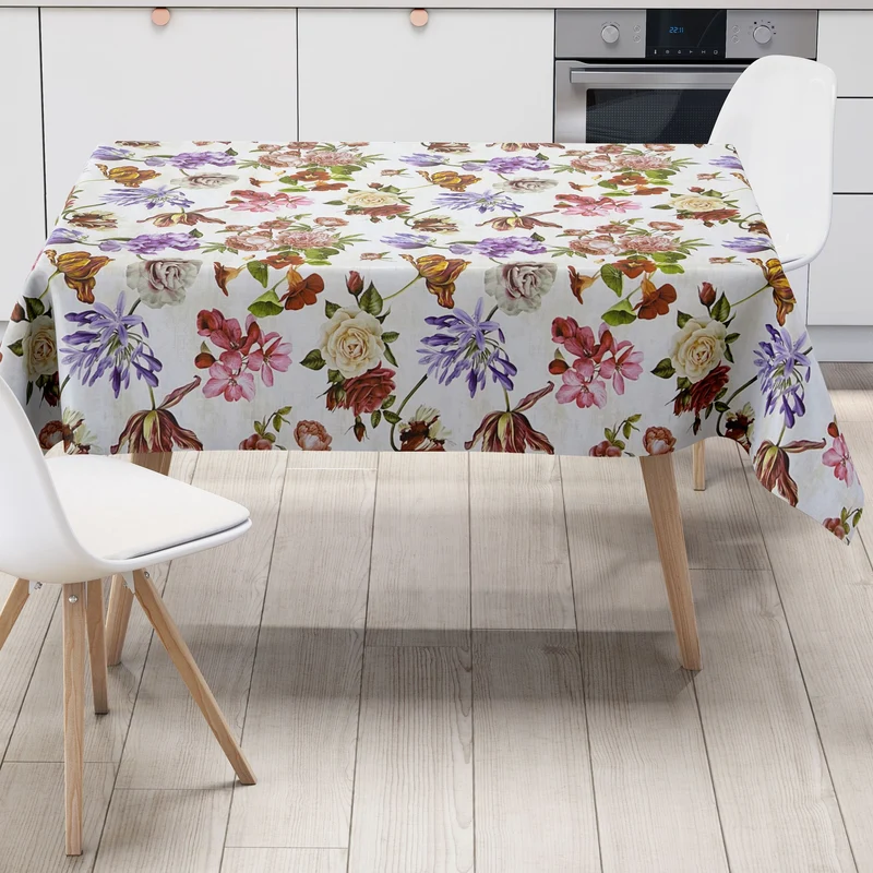 Wachstuch Tischdecke 160 cm Breite Übergröße geprägt B5031-01 Sommer Blüten eckig rund oval