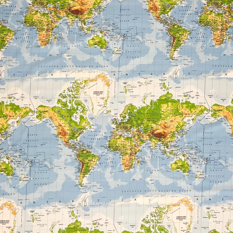Jacquard Tischdecke aus beschichteter Baumwolle mit Fleckenschutz ATLAS Weltkarte eckig rund oval