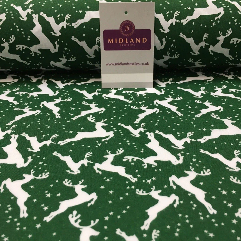 Christmas Reindeer poly cotton printed fabric 45" Wide MD945 Mtex
