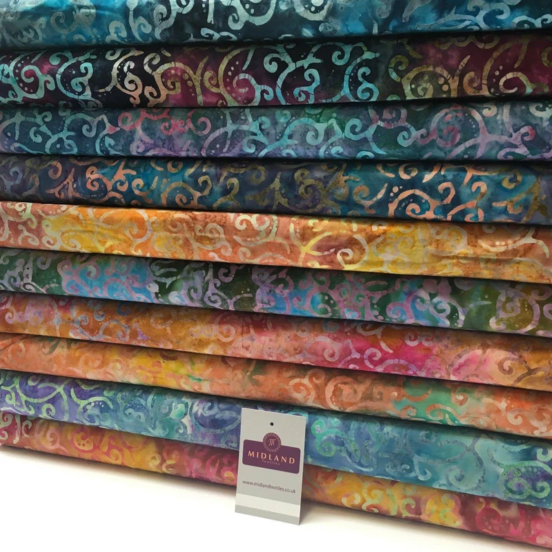Bali Batik Swirls and dot Print 100% Cotton Patchwork fabric 44" Wide MK904