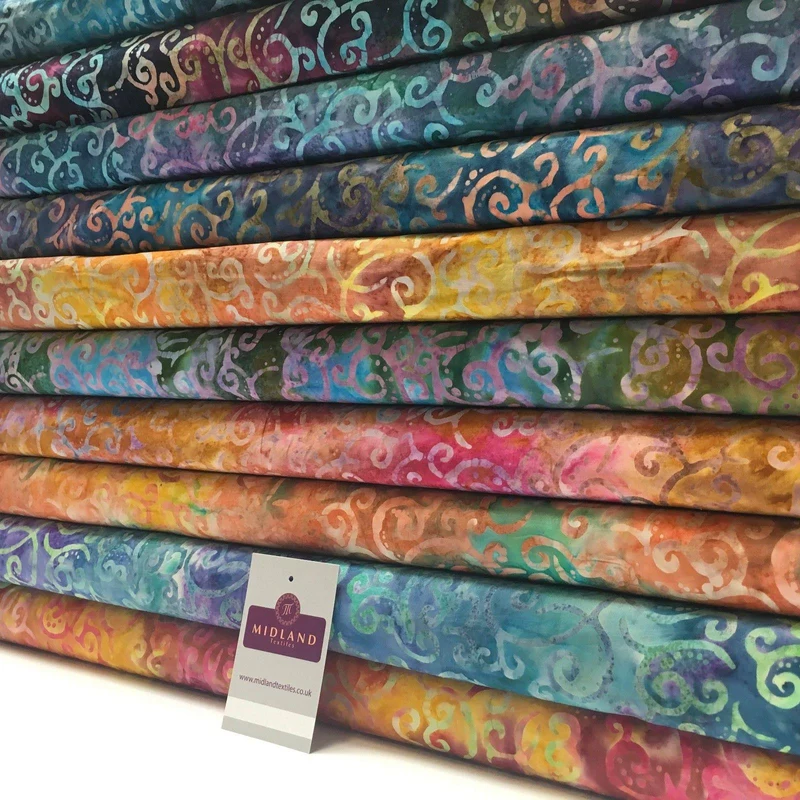 Bali Batik Swirls and dot Print 100% Cotton Patchwork fabric 44" Wide MK904