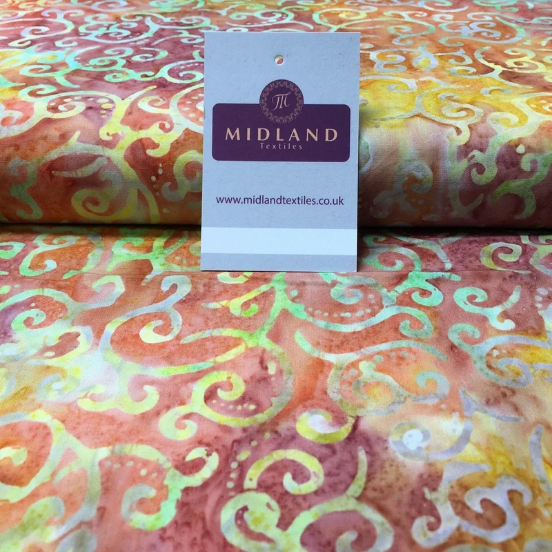 Bali Batik Swirls and dot Print 100% Cotton Patchwork fabric 44" Wide MK904