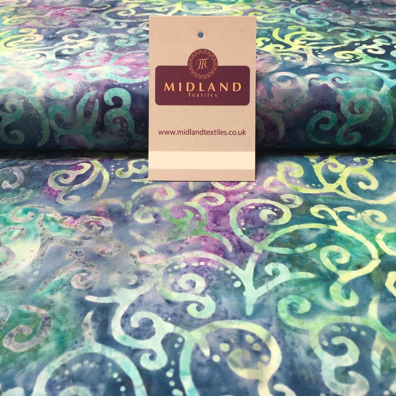 Bali Batik Swirls and dot Print 100% Cotton Patchwork fabric 44" Wide MK904
