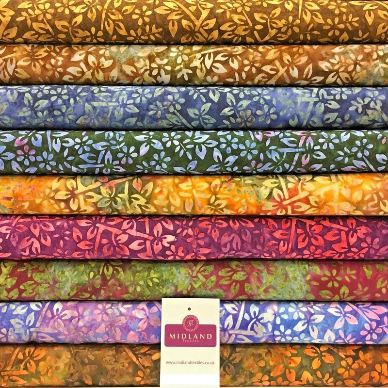 Bali Batik Floral leaves 100% Cotton Patchwork fabric 45" Wide MK902 Mtex