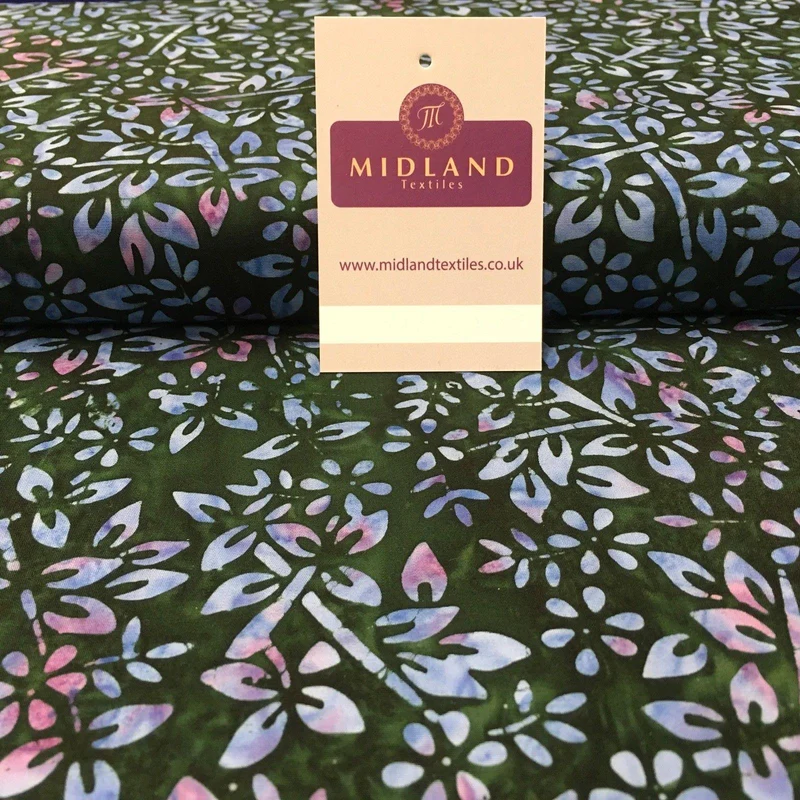 Bali Batik Floral leaves 100% Cotton Patchwork fabric 45" Wide MK902 Mtex
