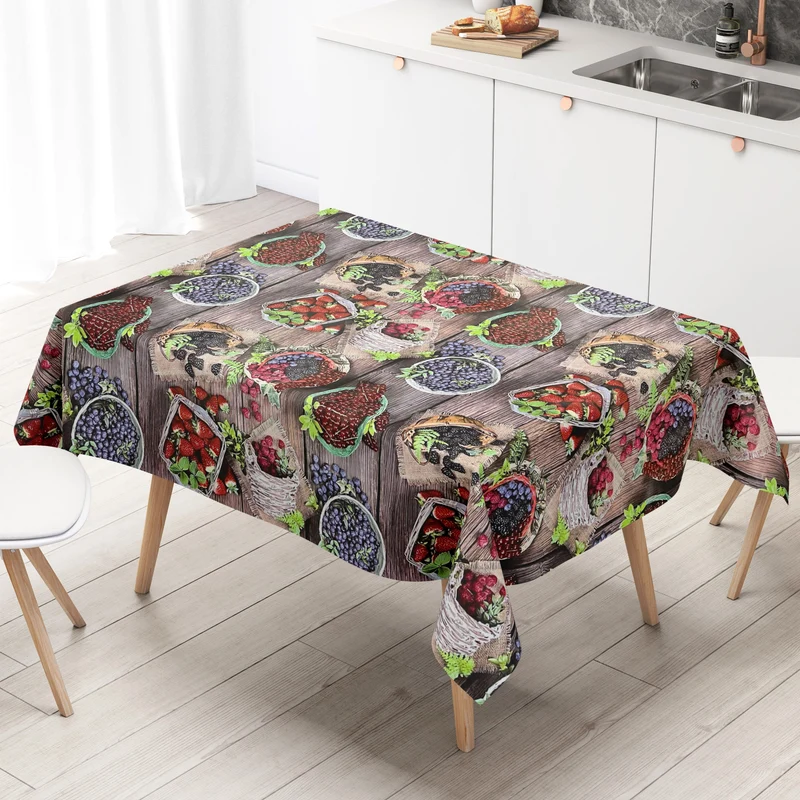 Wachstuchrolle Meterware Rollenware BF10 Früchte Beeren auf Holz