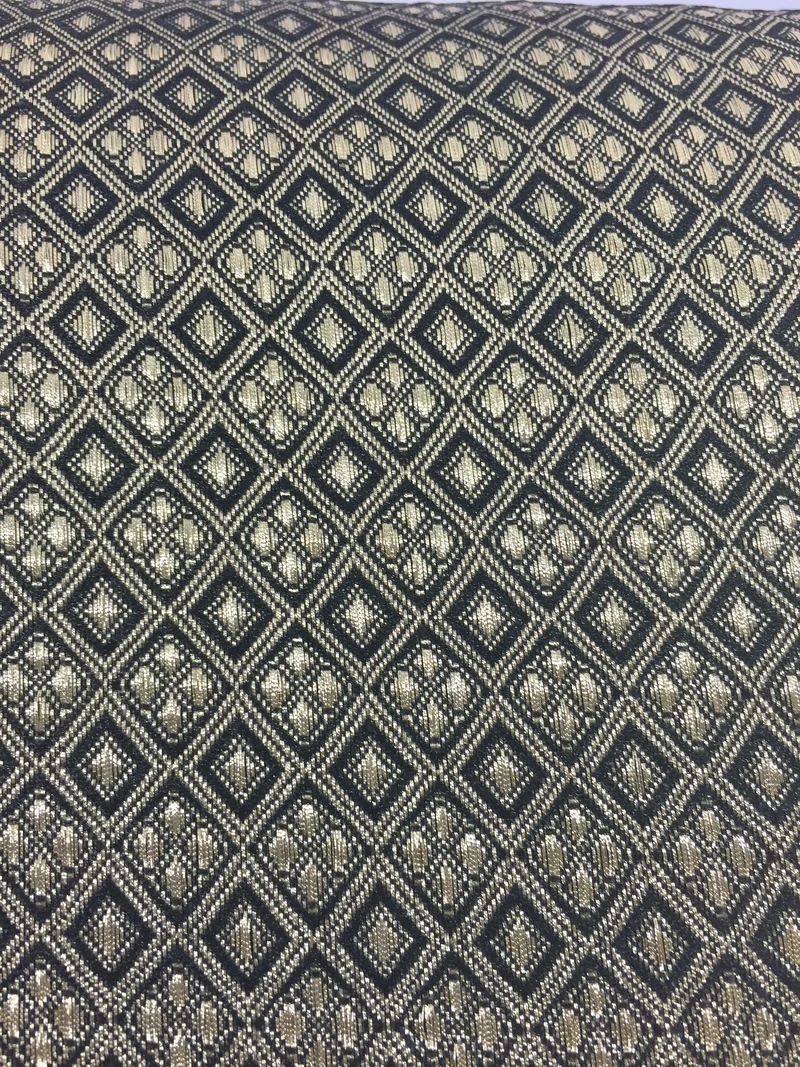Gold & Black Geometric Diamond Tribal Aztec Banarsi Brocade 45" M376