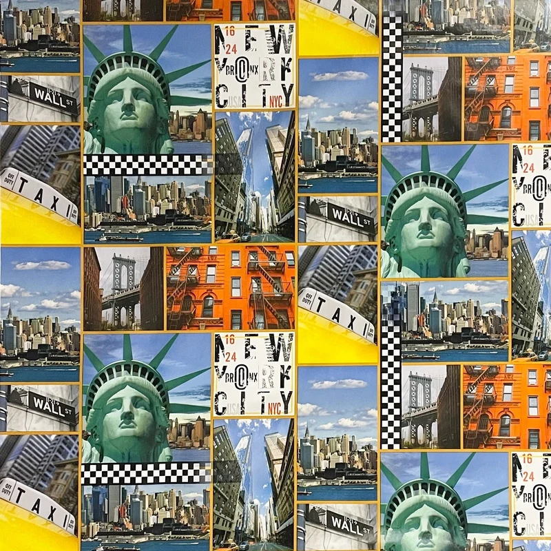 Wachstuch Tischdecke 06245-01 New York Freiheitsstatue Taxi bunt eckig rund oval