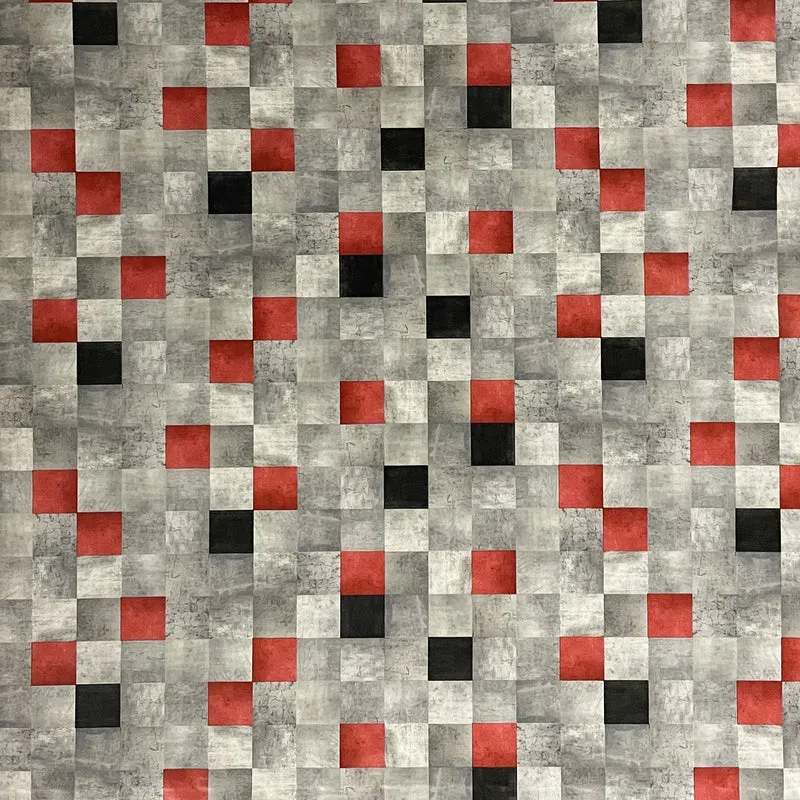 Wachstuch Tischdecke 06214-04 Karo kariert Quadrate grau rot Meterware eckig rund oval
