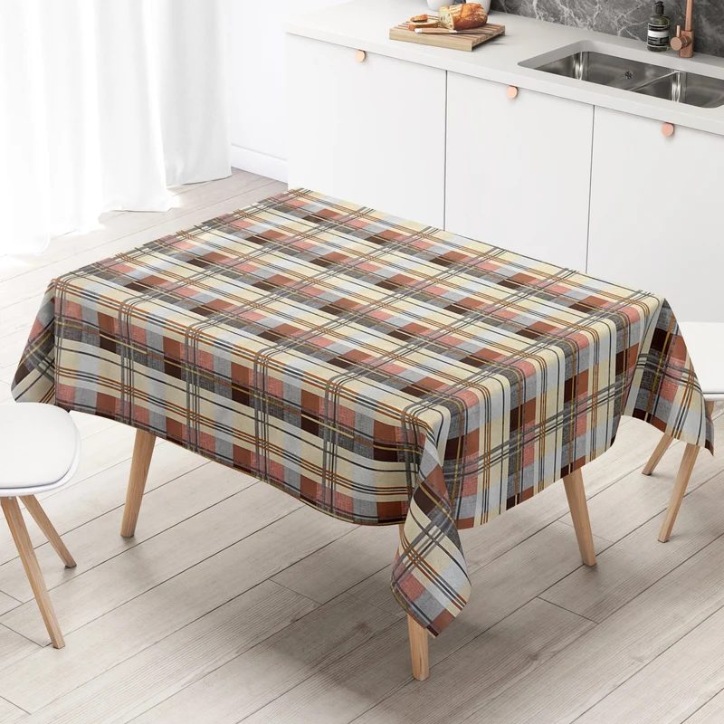 Wachstuch Tischdecke 01535-01 Karo kariert braun rot beige Meterware eckig rund oval