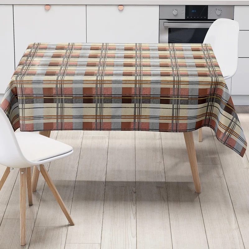 Wachstuch Tischdecke 01535-01 Karo kariert braun rot beige Meterware eckig rund oval