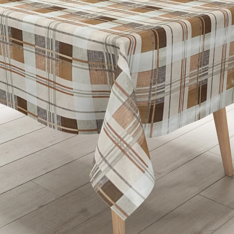 Wachstuch Tischdecke 01535-03 Karo kariert braun beige Meterware eckig rund oval