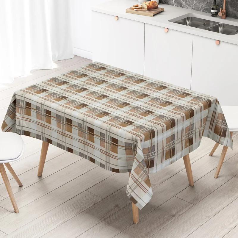 Wachstuch Tischdecke 01535-03 Karo kariert braun beige Meterware eckig rund oval