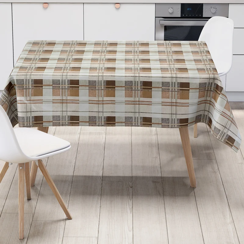 Wachstuch Tischdecke 01535-03 Karo kariert braun beige Meterware eckig rund oval