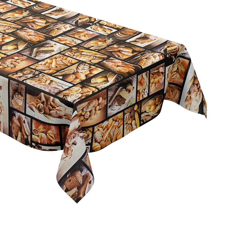 Wachstuch Tischdecke 01470-01 Meterware Brot Bäckerei Baguette eckig rund oval