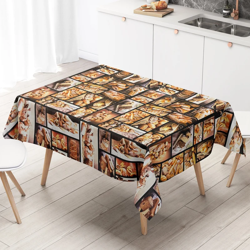 Wachstuch Tischdecke 01470-01 Meterware Brot Bäckerei Baguette eckig rund oval