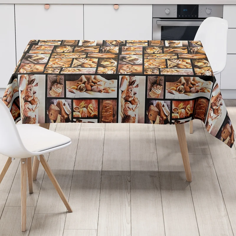Wachstuch Tischdecke 01470-01 Meterware Brot Bäckerei Baguette eckig rund oval