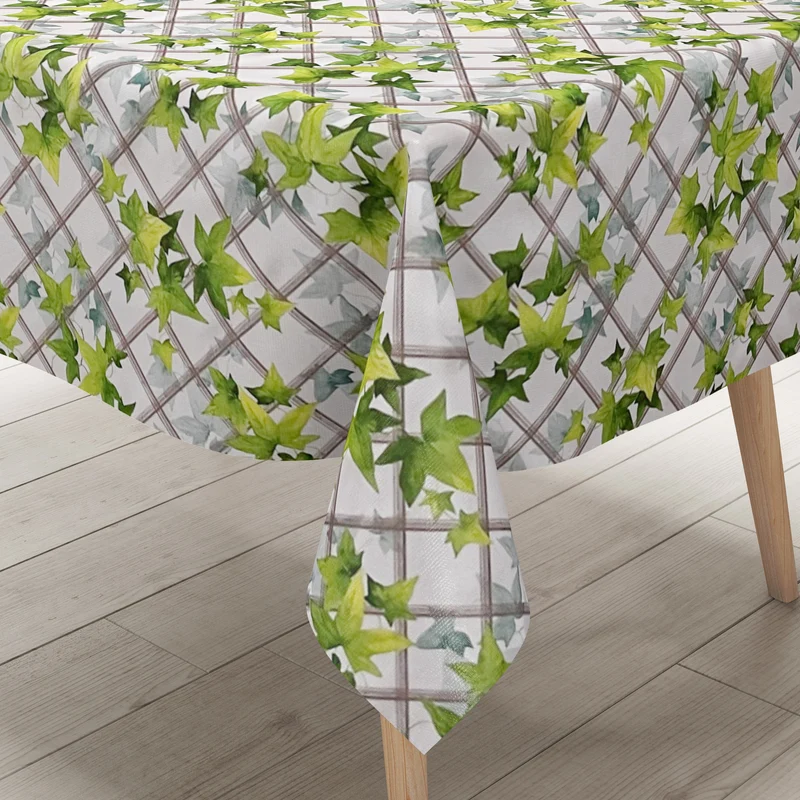 Wachstuch Tischdecke C141031 grün Herbst Laub Efeu eckig rund oval Meterware