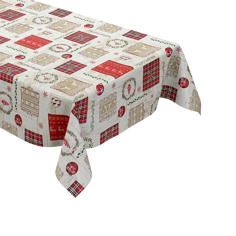 Wachstuch Tischdecke geprägt P1204-1 Weihnachten Advent Skandinavien Holz Meterware eckig rund oval