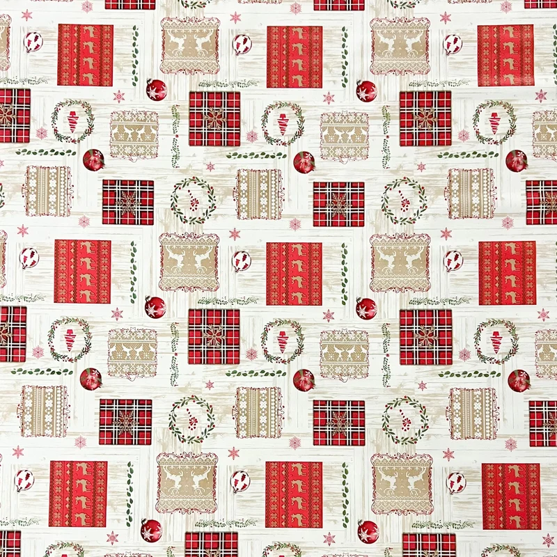 Wachstuch Tischdecke geprägt P1204-1 Weihnachten Advent Skandinavien Holz Meterware eckig rund oval