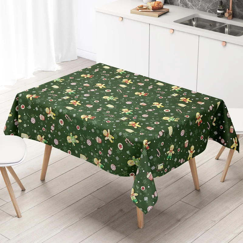 Wachstuch Tischdecke P1203-3 grün Weihnachten Advent Lebkuchenmann eckig rund oval