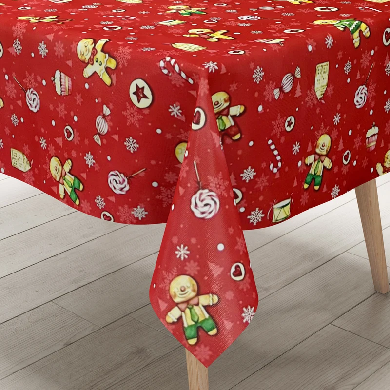 Wachstuch Tischdecke P1203-1 rot Weihnachten Advent Lebkuchenmann eckig rund oval