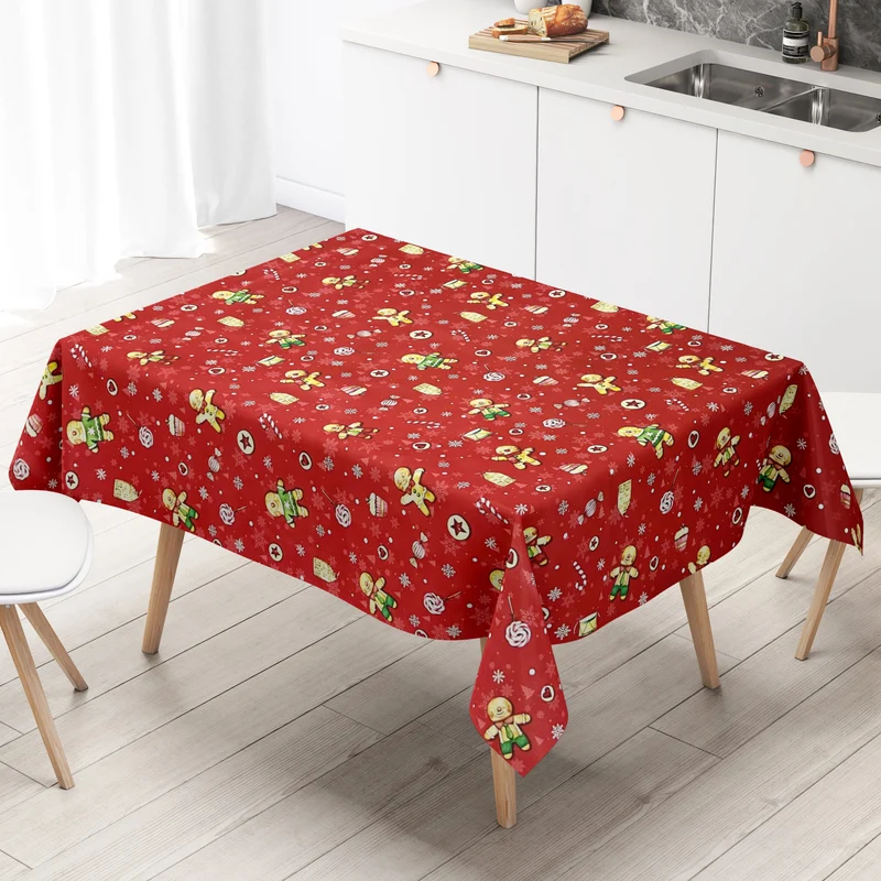 Wachstuch Tischdecke P1203-1 rot Weihnachten Advent Lebkuchenmann eckig rund oval