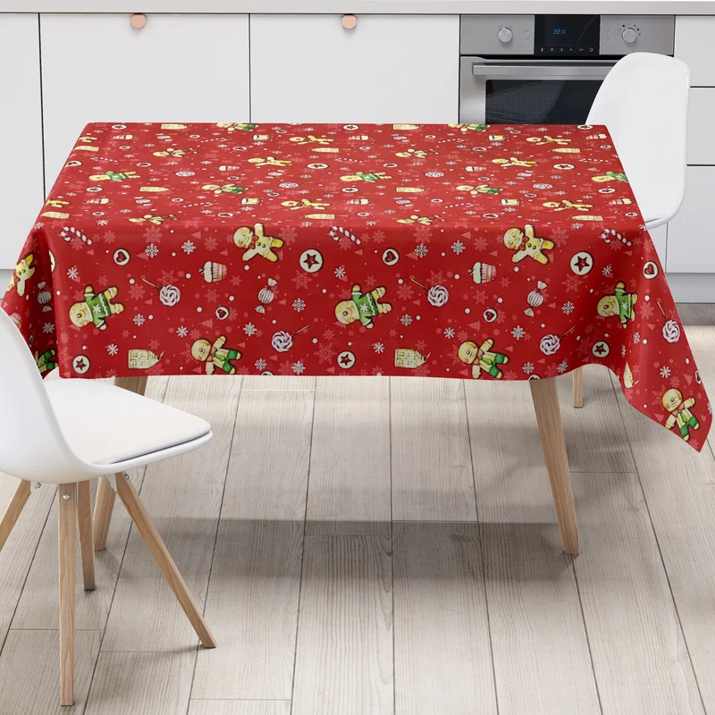 Wachstuch Tischdecke P1203-1 rot Weihnachten Advent Lebkuchenmann eckig rund oval