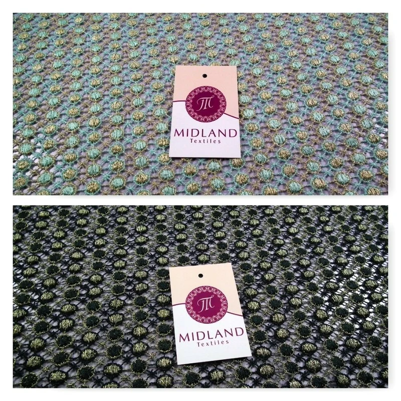 Fancy Guipure Net Lace fabric with metallic circle detail M186-10 Mtex