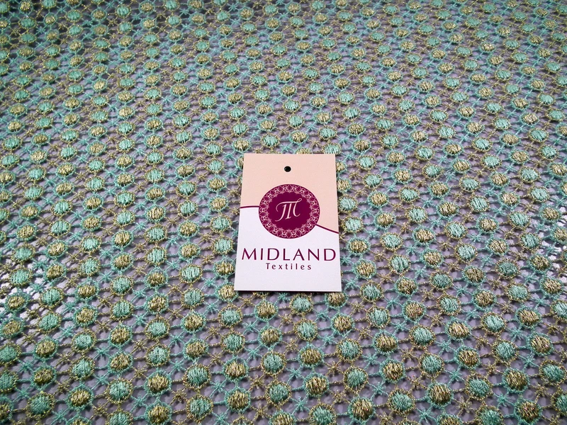 Fancy Guipure Net Lace fabric with metallic circle detail M186-10 Mtex