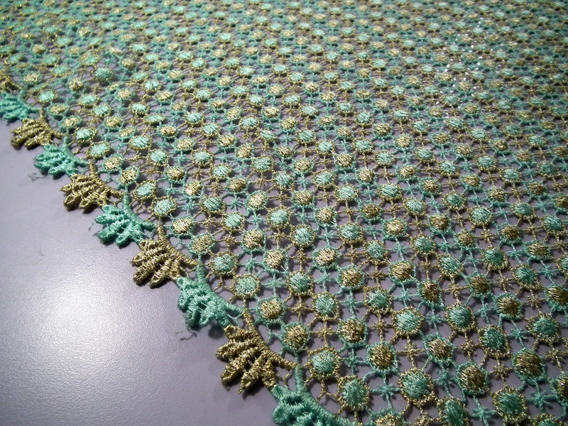 Fancy Guipure Net Lace fabric with metallic circle detail M186-10 Mtex