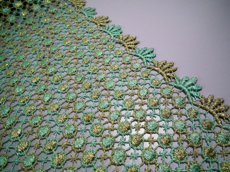 Fancy Guipure Net Lace fabric with metallic circle detail M186-10 Mtex