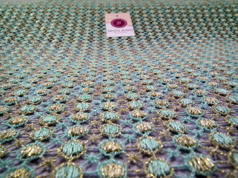 Fancy Guipure Net Lace fabric with metallic circle detail M186-10 Mtex