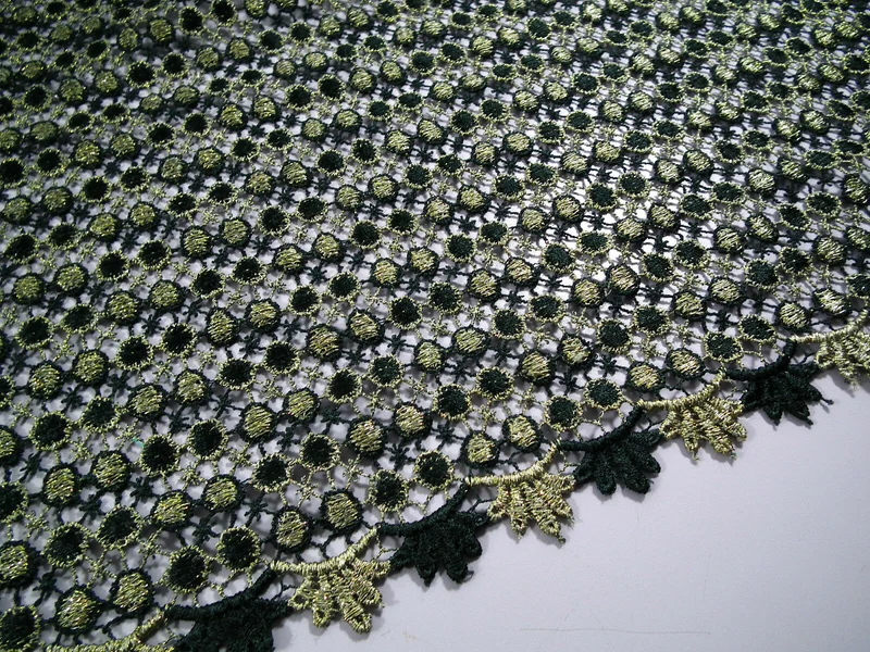 Fancy Guipure Net Lace fabric with metallic circle detail M186-10 Mtex
