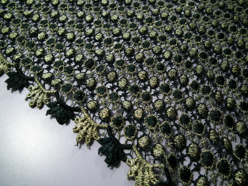 Fancy Guipure Net Lace fabric with metallic circle detail M186-10 Mtex