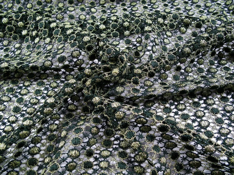 Fancy Guipure Net Lace fabric with metallic circle detail M186-10 Mtex