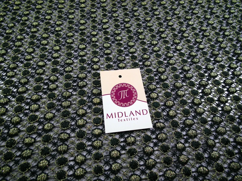 Fancy Guipure Net Lace fabric with metallic circle detail M186-10 Mtex