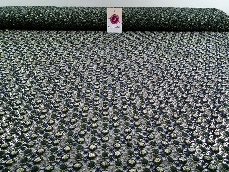 Fancy Guipure Net Lace fabric with metallic circle detail M186-10 Mtex