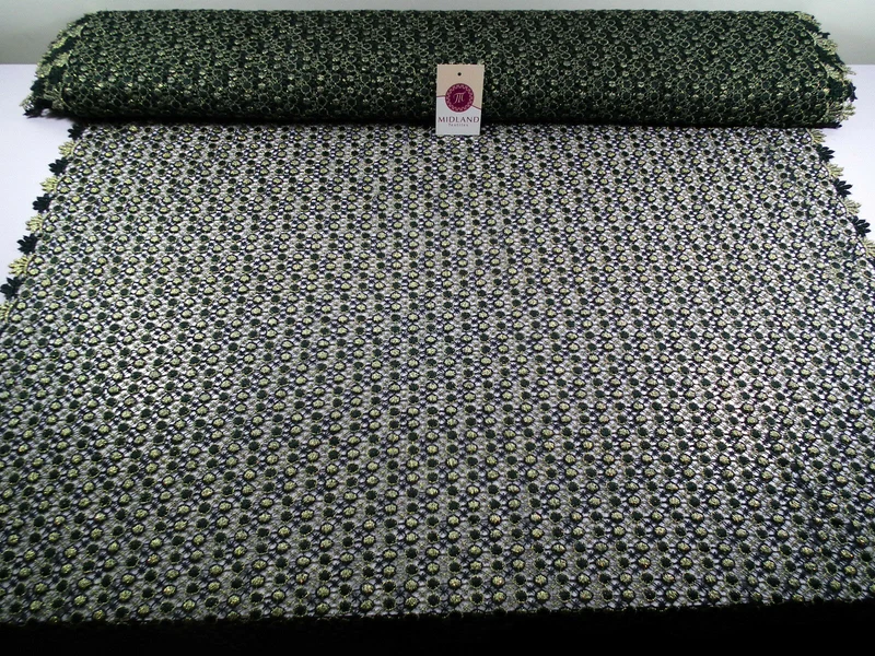 Fancy Guipure Net Lace fabric with metallic circle detail M186-10 Mtex
