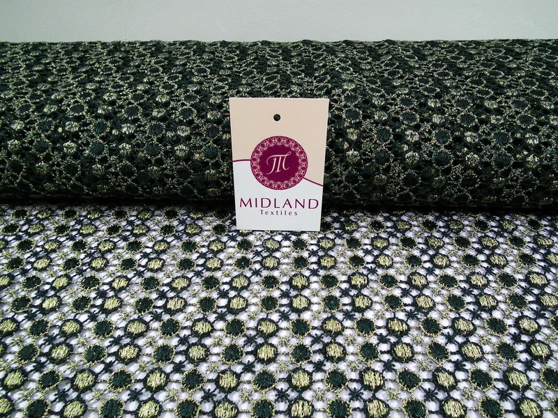 Fancy Guipure Net Lace fabric with metallic circle detail M186-10 Mtex