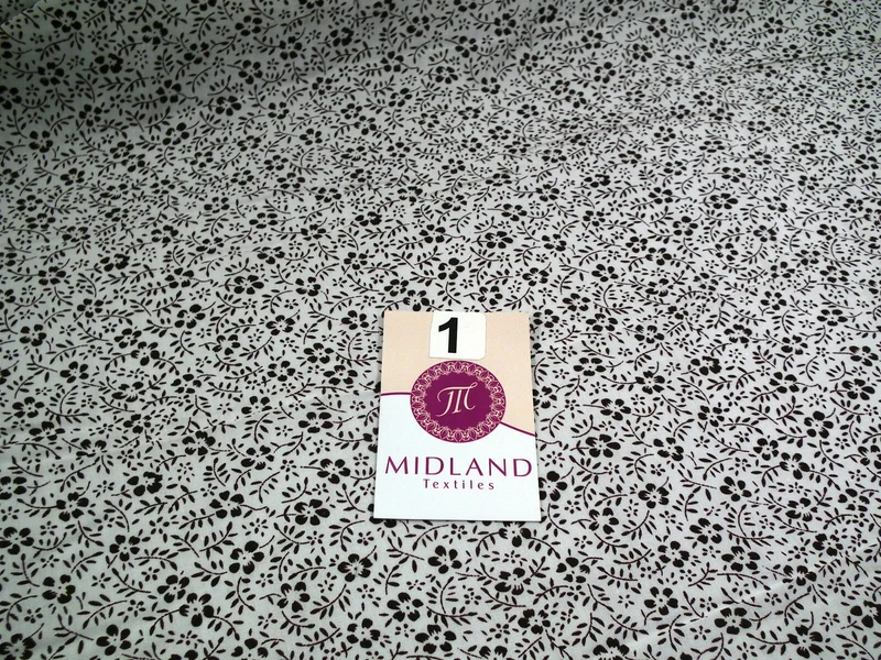 Floral Vintage flower leaves and stem print poly cotton 44" Wide M332 Mtex