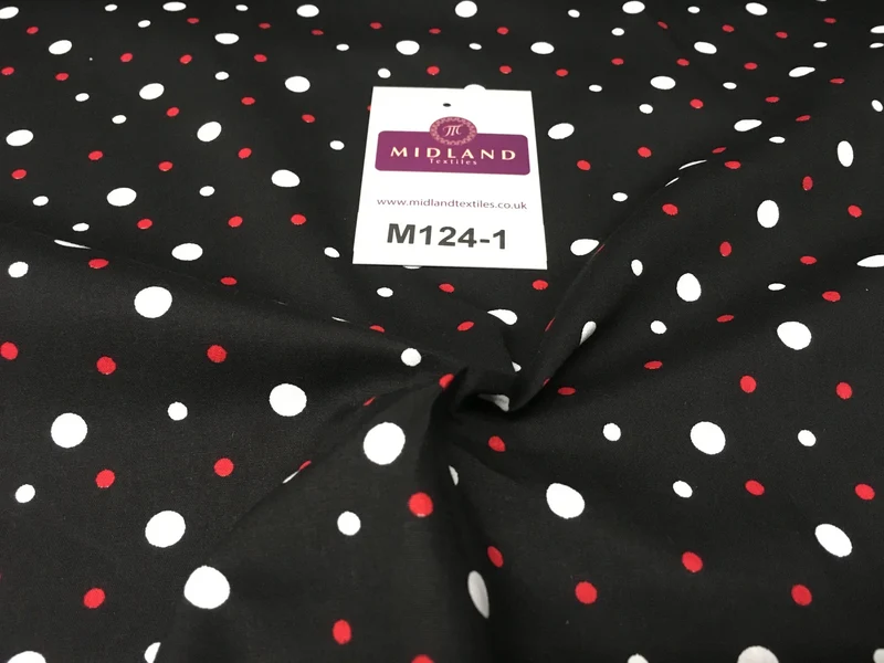 Multi Coloured Polka Dot 100% Cotton Poplin Fabric 58" M124