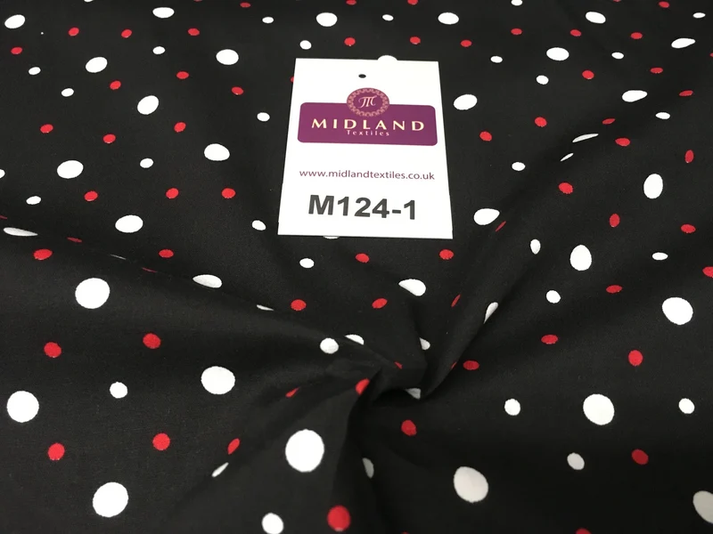 Multi Coloured Polka Dot 100% Cotton Poplin Fabric 58" M124