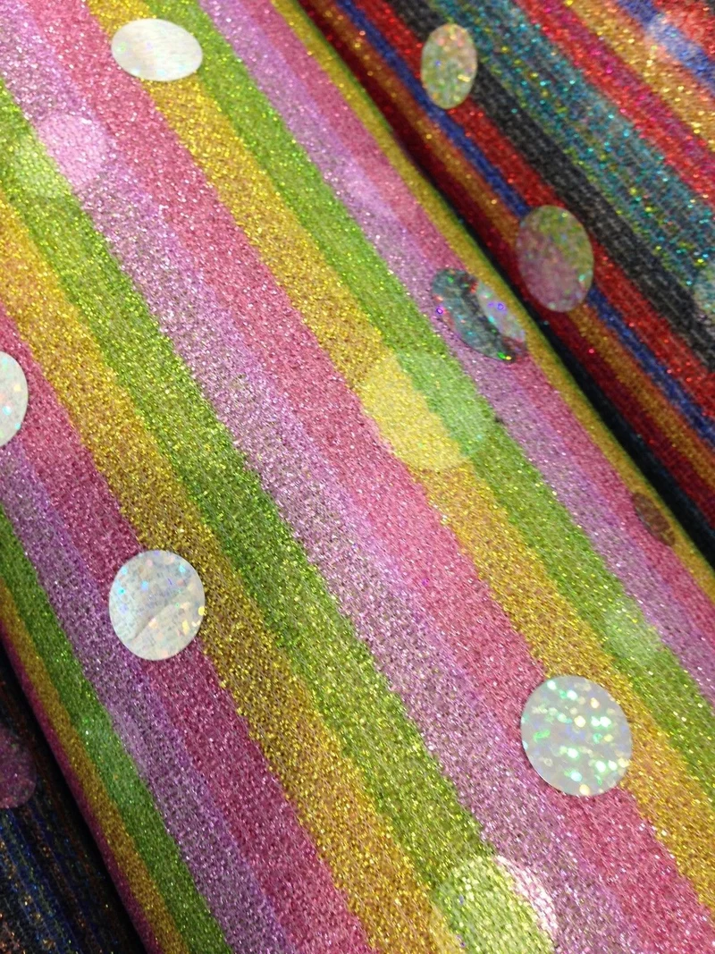 Stripe Hologram Sequin fabric dress prom Midtex 58"Spotted Per Metre M150