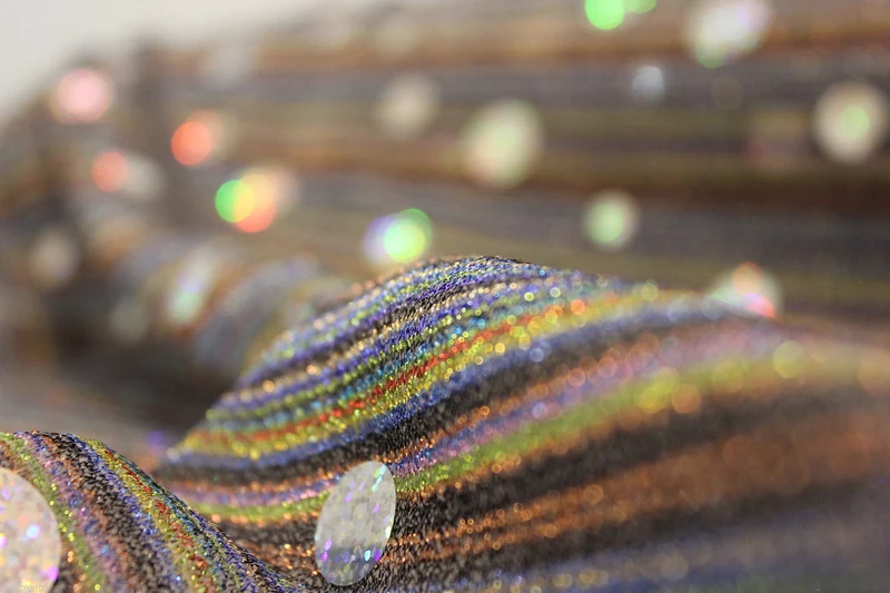Stripe Hologram Sequin fabric dress prom Midtex 58"Spotted Per Metre M150
