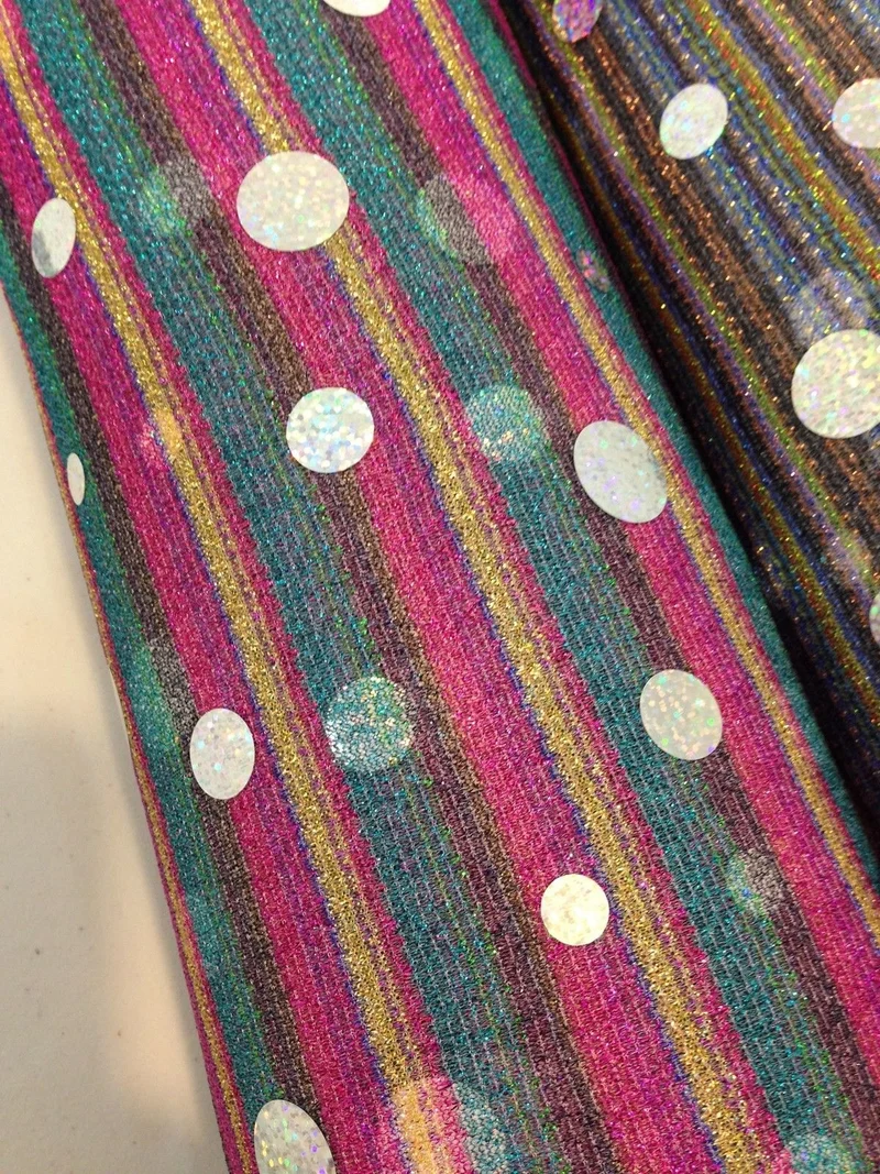Stripe Hologram Sequin fabric dress prom Midtex 58"Spotted Per Metre M150