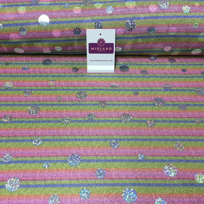 Stripe Hologram Sequin fabric dress prom Midtex 58"Spotted Per Metre M150