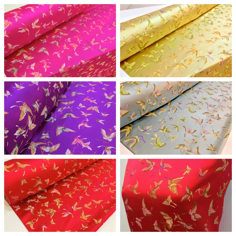 CHINESE ORIENTAL BUTTERFLY BROCADE SILKY SATIN DRESS FABRIC 44" wide Mtex M57